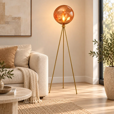 Bliss & Birch Amber Globe Tripod Floor Lamp