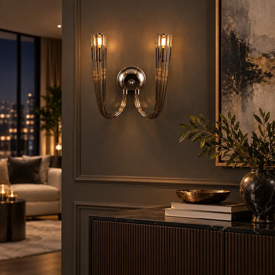 Bliss & Birch Twin-Arm Smoke Glass Wall Sconce
