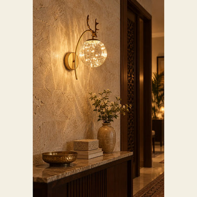 Bliss & Birch Antler and Bubble Globe Wall Sconce