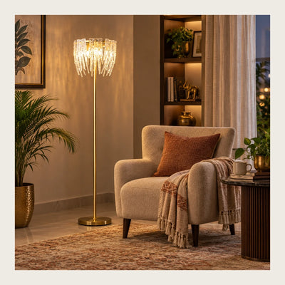 Bliss & Birch Ribbed Glass Fringe Floor Lamp