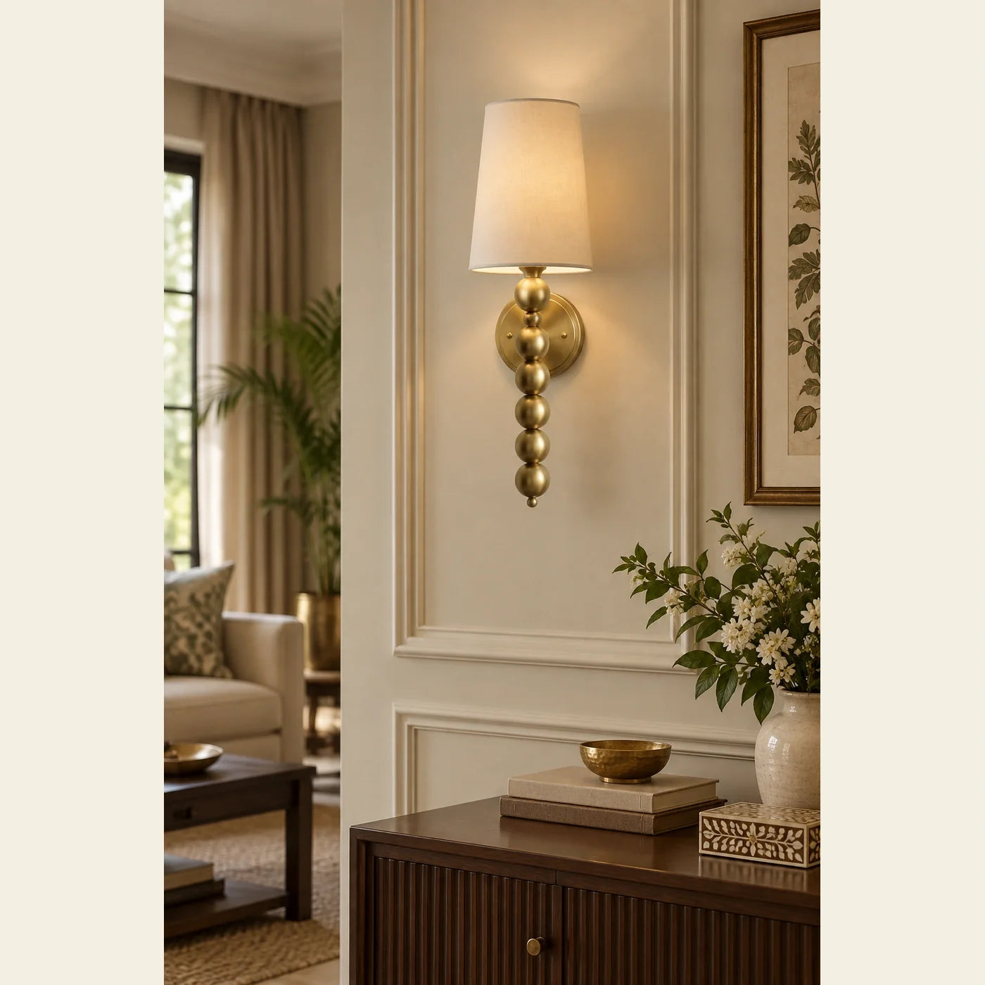 Bliss & Birch Beaded Stem Tapered Shade Wall Sconce