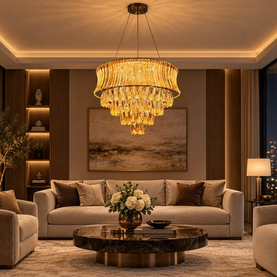Bliss & Birch Amber Tiered Fringe Chandelier