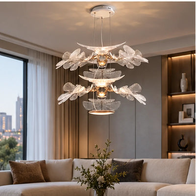 Bliss & Birch Clear Three-Tier Botanical Chandelier