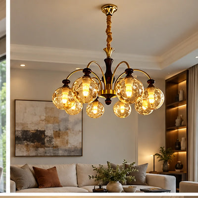 Bliss & Birch Eight-Globe Amber Arm Chandelier