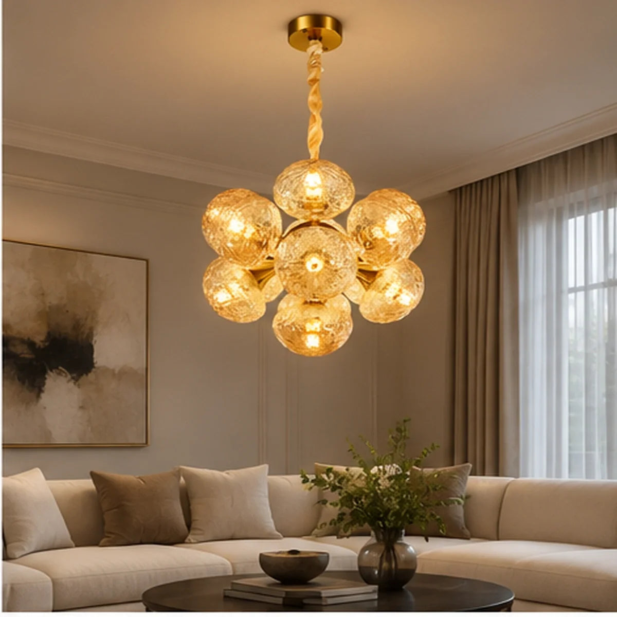Bliss & Birch Thirteen-Globe Amber Cluster Chandelier