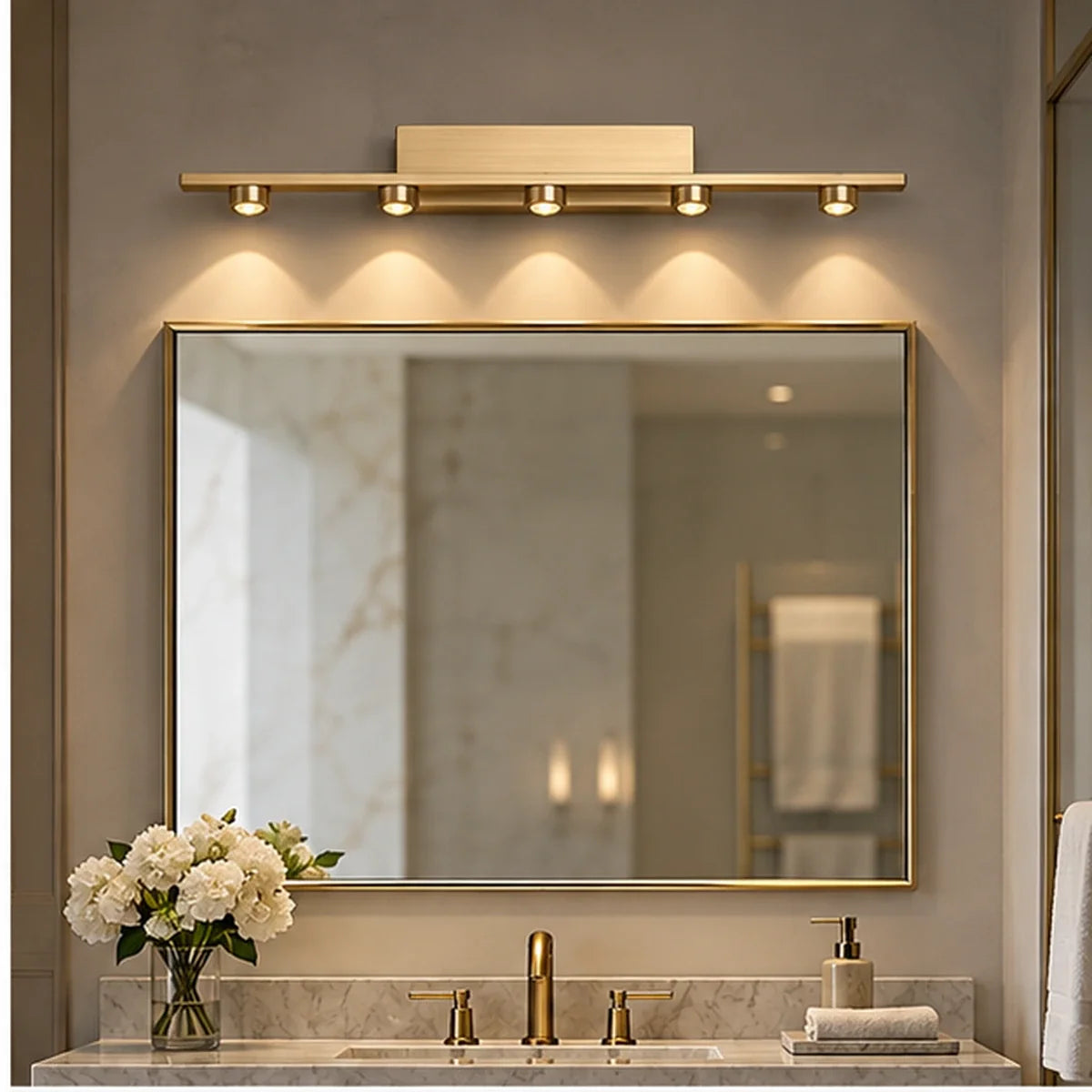 Bliss & Birch Antique Brass Five-Light Picture Light