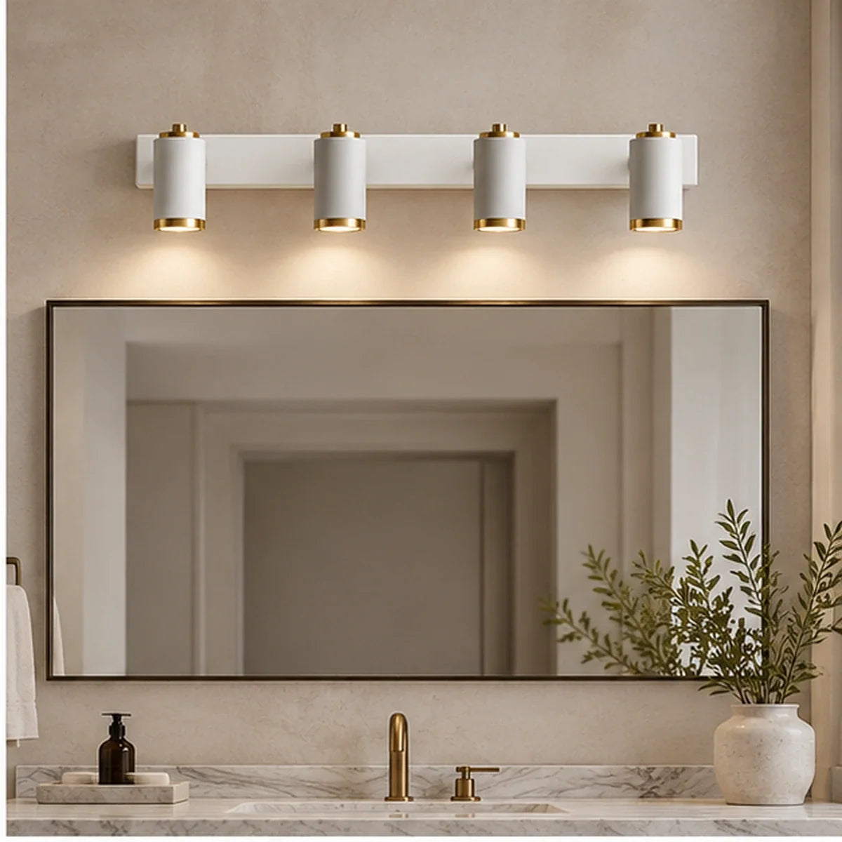 Bliss & Birch White and Gold Four-Light Picture Light
