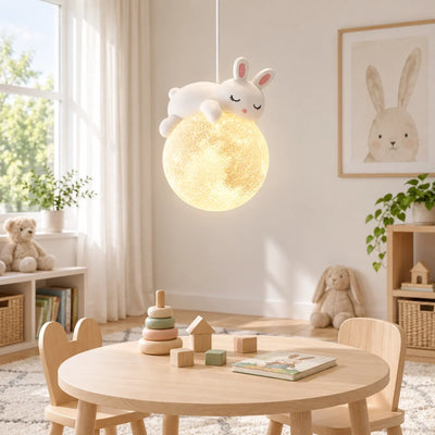 Moonlit Bunny Globe Pendant
