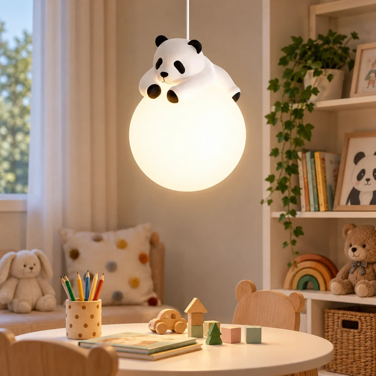 Panda Hug Globe Pendant
