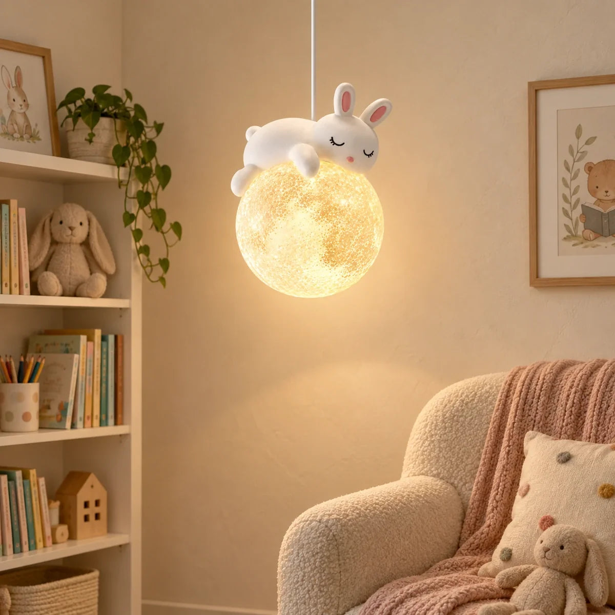 Moonlit Bunny Globe Pendant