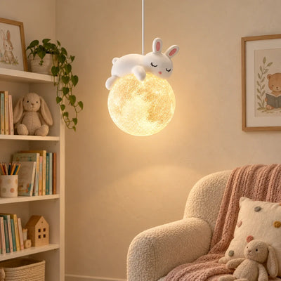Moonlit Bunny Globe Pendant