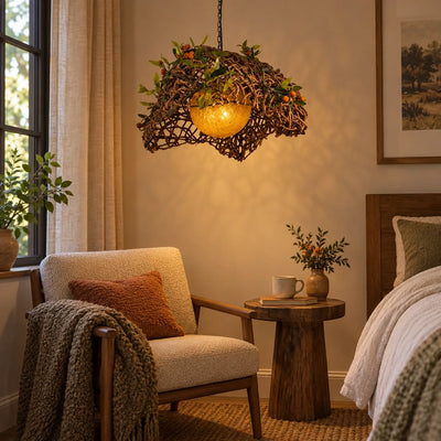 Bliss & Birch Woven Botanical Dome Pendant