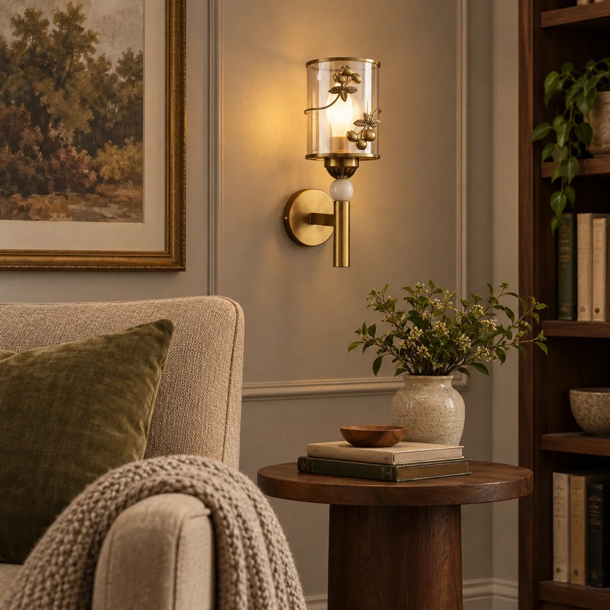 Bliss & Birch Botanical Cylinder Glass Wall Sconce