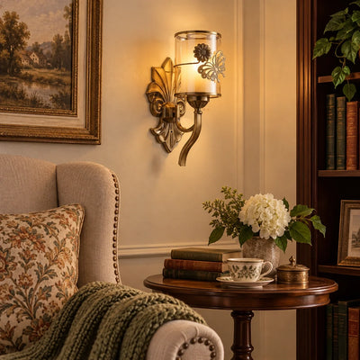 Bliss & Birch Floral Cylinder Glass Wall Sconce