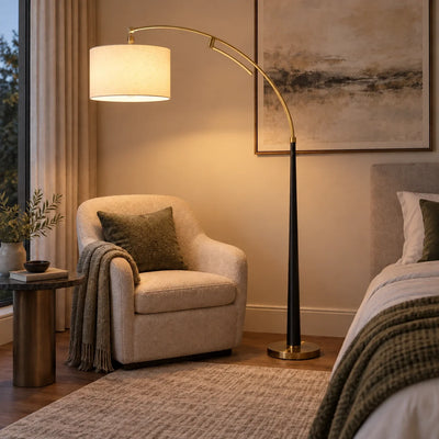 Bliss & Birch Arc Floor Lamp with Drum Shade