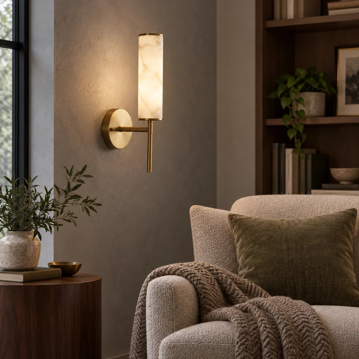 Bliss & Birch Alabaster-Look Bar Wall Sconce