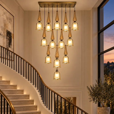 Bliss & Birch Thirteen-Light Amber Glass Cascade Chandelier