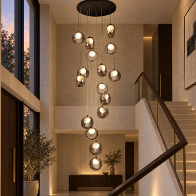 Bliss & Birch Cascading Smoke Glass Globe Chandelier