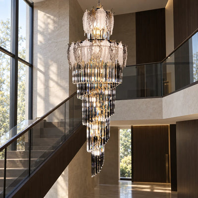 Bliss & Birch Tiered Smoked Glass Crystal Chandelier