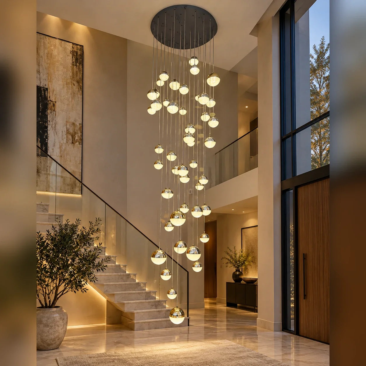 Bliss & Birch Cascading Globe Double-Height Chandelier
