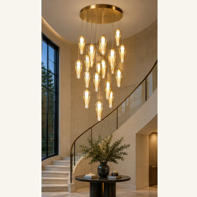Bliss & Birch Gold Amber Twenty-Light Capsule Cluster Pendant