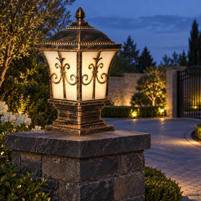 Bliss & Birch Ornate Frosted Panel Pillar Light