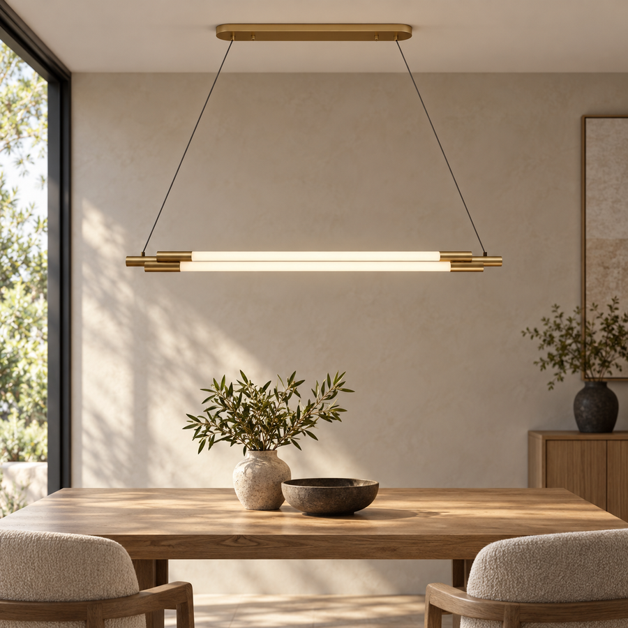 Bliss & Birch Gold-Tone Linear Tube Pendant