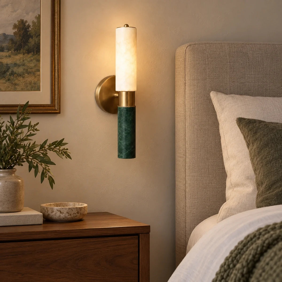 Bliss & Birch Axis Green Stone Wall Lamp