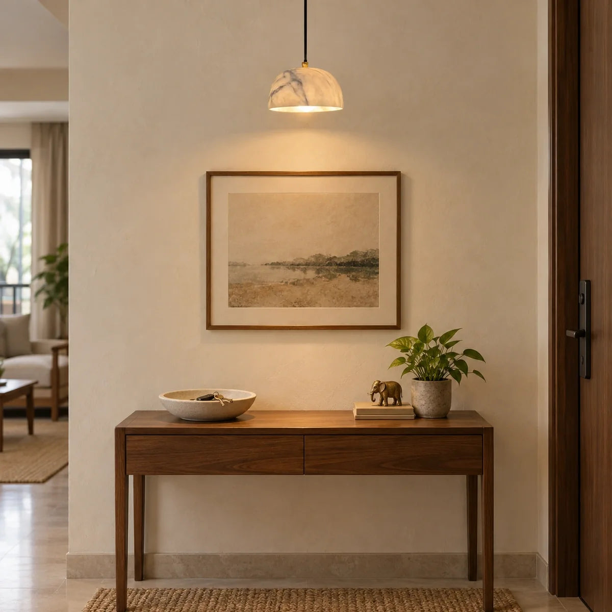 Bliss & Birch Luna Dome Natural Marble Pendant