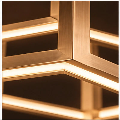 Bliss & Birch Champagne Gold Six-Cube Linear Pendant