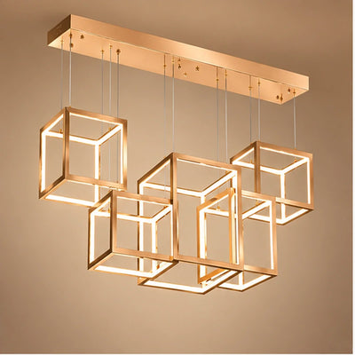 Bliss & Birch Champagne Gold Six-Cube Linear Pendant