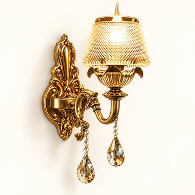 Bliss & Birch Antique Gold Crystal-Shade Wall Light