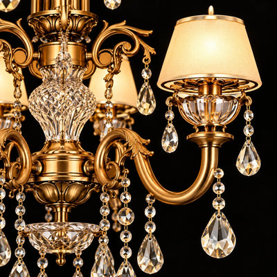 Bliss & Birch Two-Tier Antique Gold Crystal Chandelier