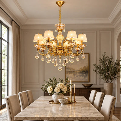 Bliss & Birch Antique Gold Eight-Shade Crystal Chandelier