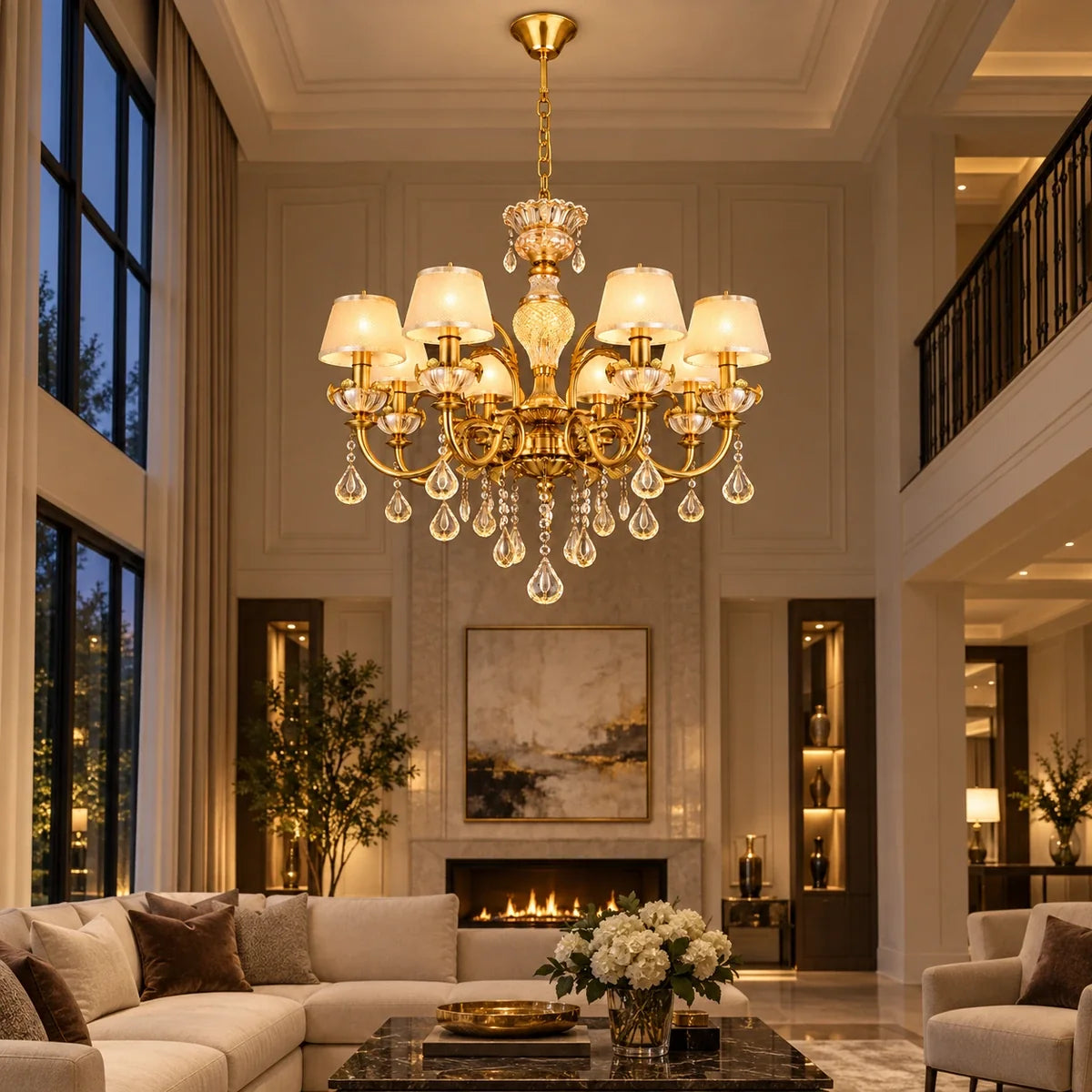 Bliss & Birch Antique Gold Eight-Shade Crystal Chandelier