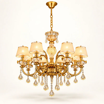 Bliss & Birch Antique Gold Eight-Shade Crystal Chandelier