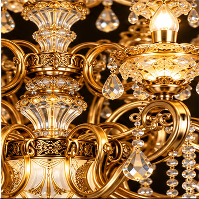 Bliss & Birch Antique Gold Three-Tier Crystal Chandelier