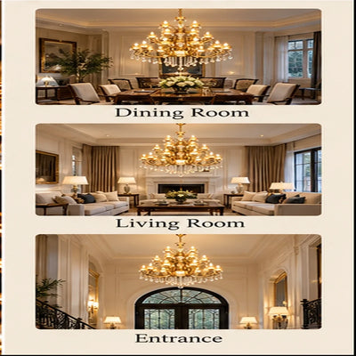 Bliss & Birch Antique Gold Three-Tier Crystal Chandelier