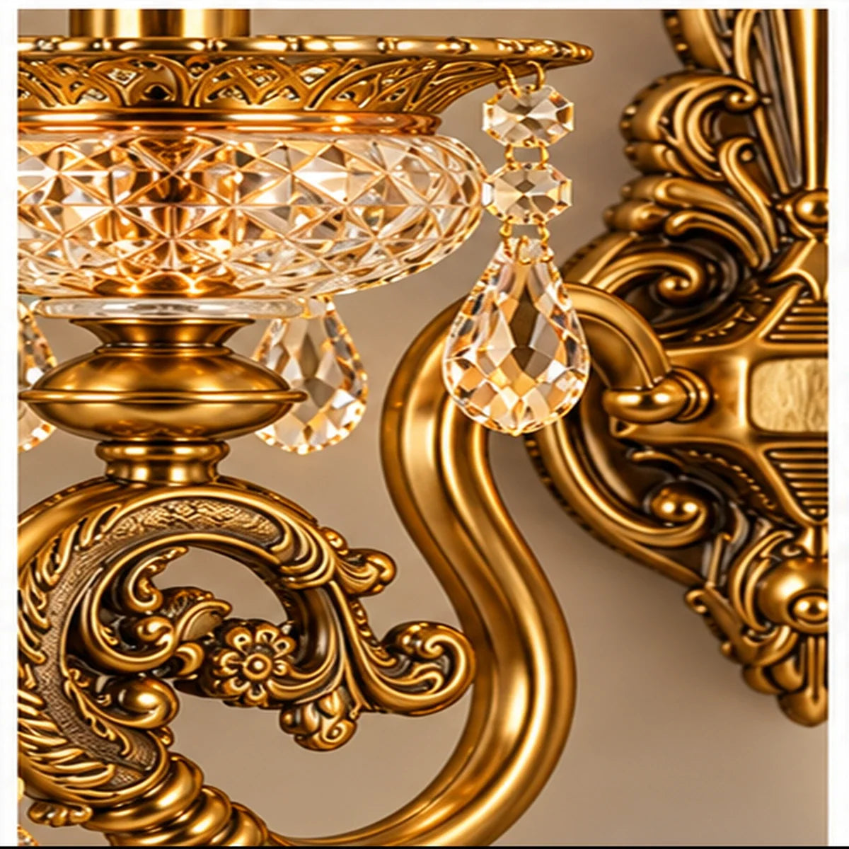 Bliss & Birch Antique Gold Two-Arm Crystal Wall Light