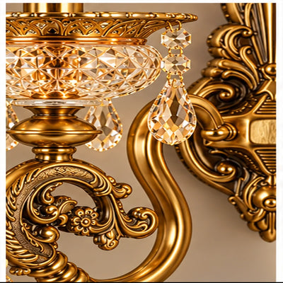 Bliss & Birch Antique Gold Two-Arm Crystal Wall Light