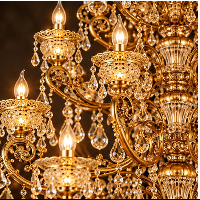 Bliss & Birch Monumental Antique Gold Crystal Chandelier