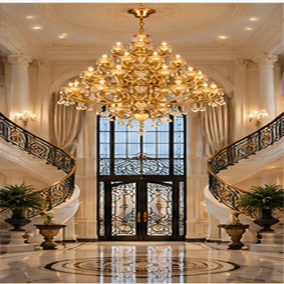 Bliss & Birch Monumental Antique Gold Crystal Chandelier