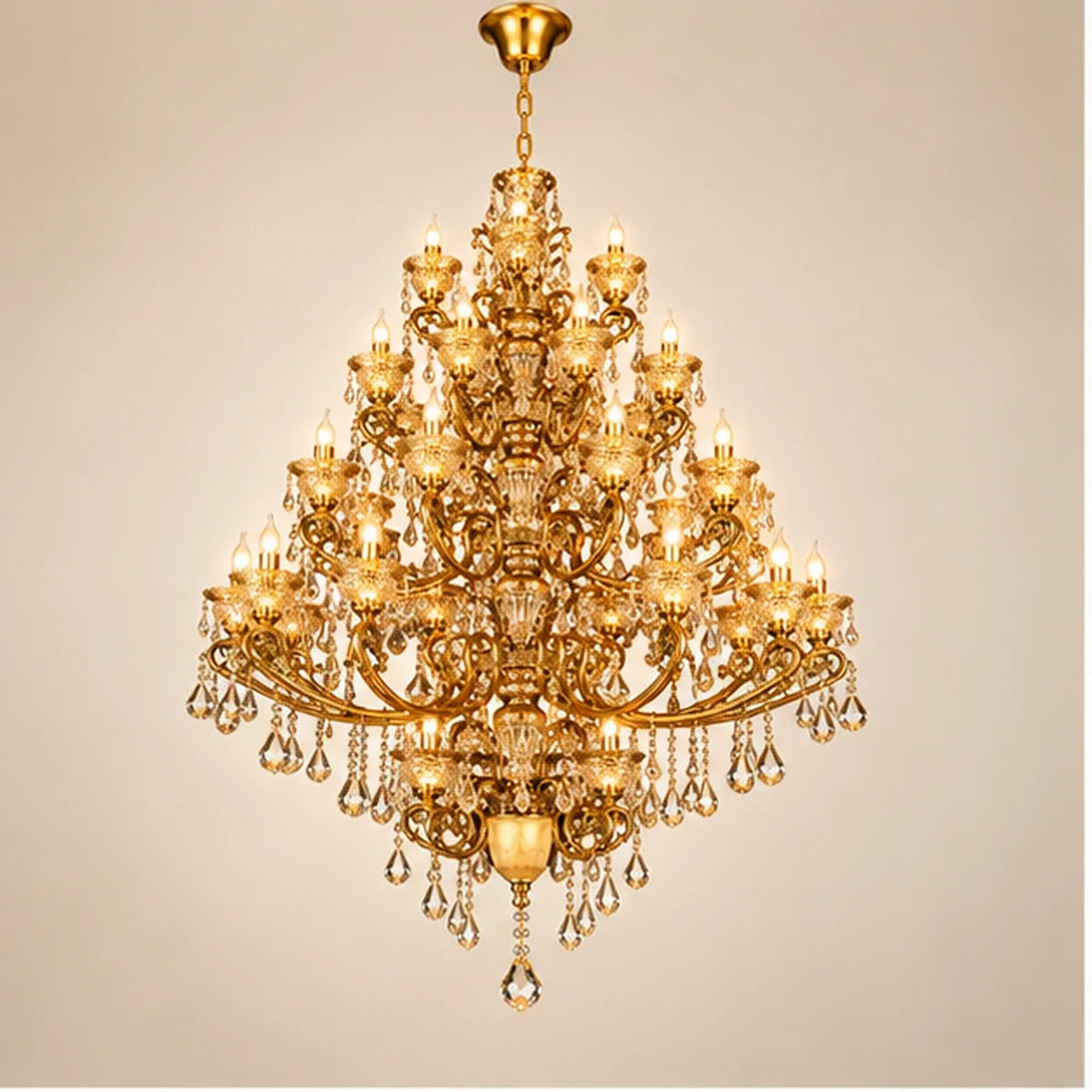 Bliss & Birch Monumental Antique Gold Crystal Chandelier