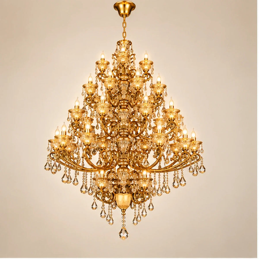 Bliss & Birch Monumental Antique Gold Crystal Chandelier