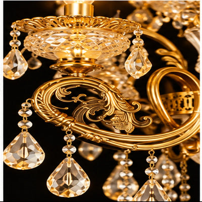 Bliss & Birch Antique Gold Two-Tier Crystal Chandelier