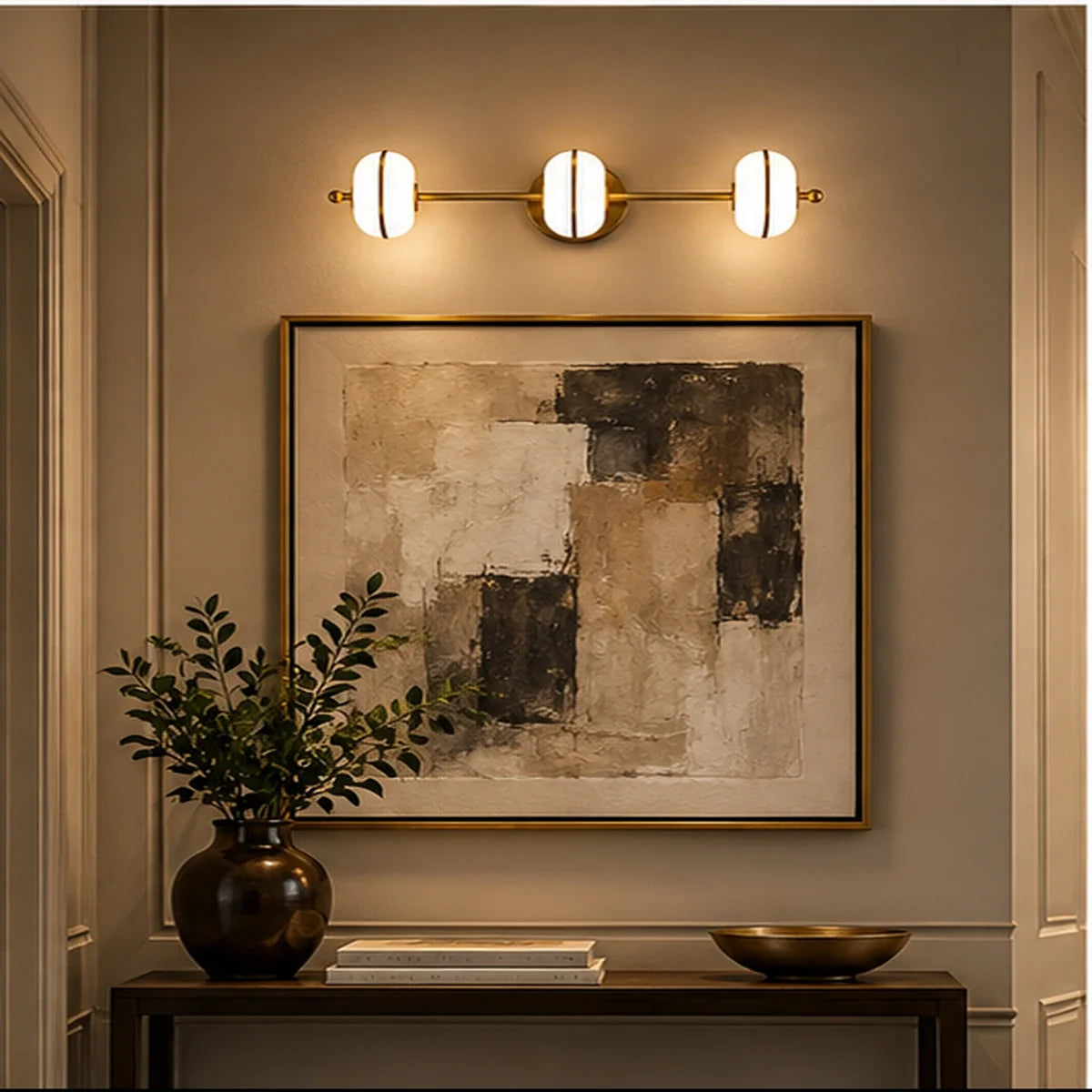 Bliss & Birch Antique Brass Three-Light Vanity Bar