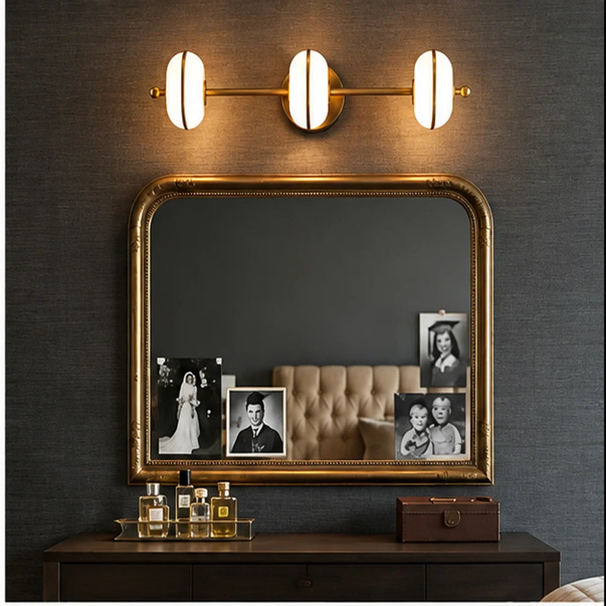Bliss & Birch Antique Brass Three-Light Vanity Bar