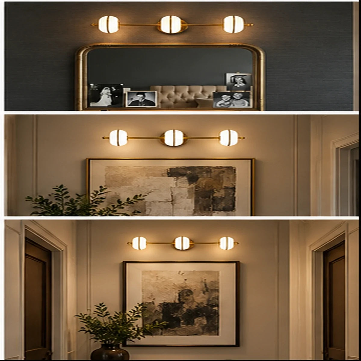 Bliss & Birch Antique Brass Three-Light Vanity Bar
