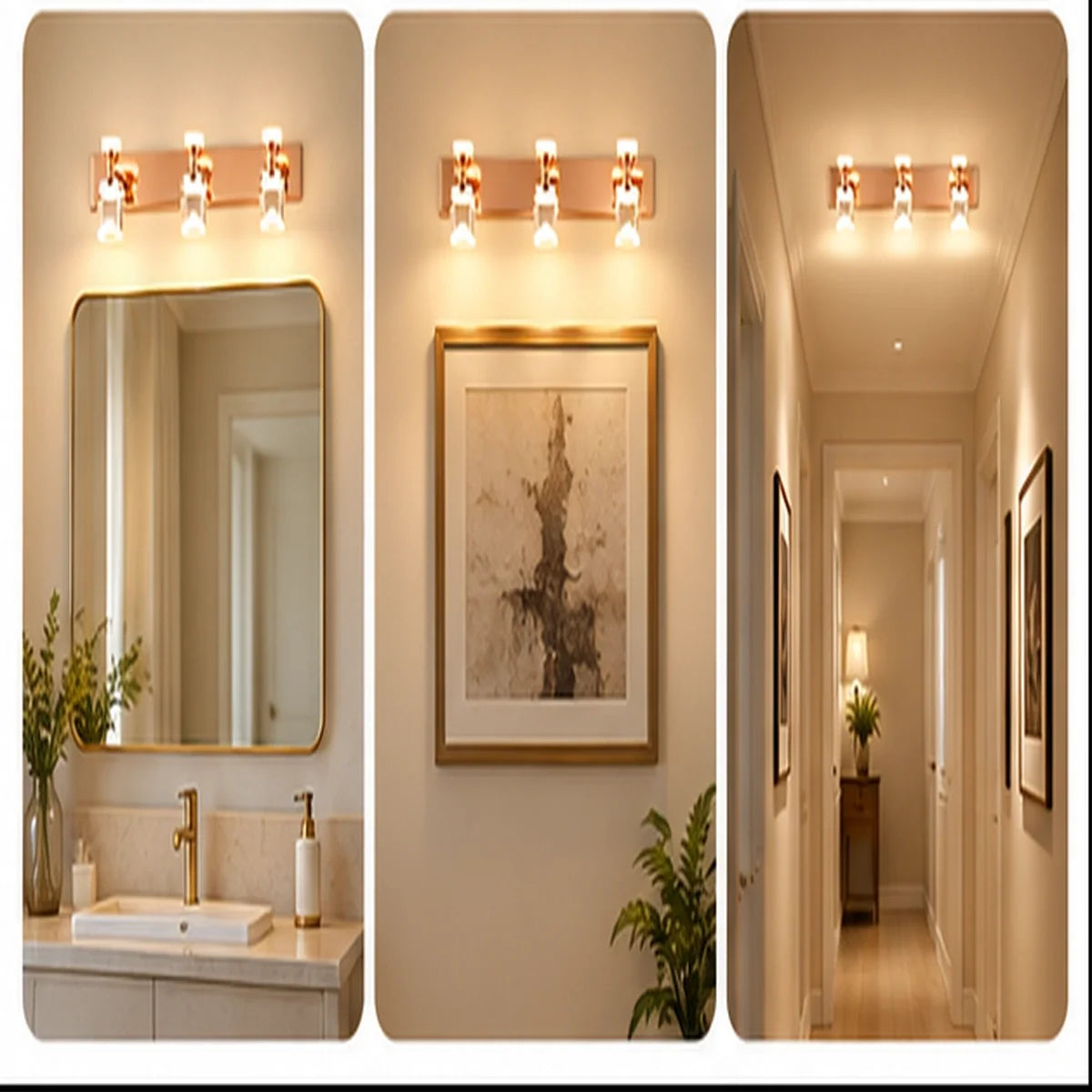 Bliss & Birch Rose Gold Three-Cube Vanity Light