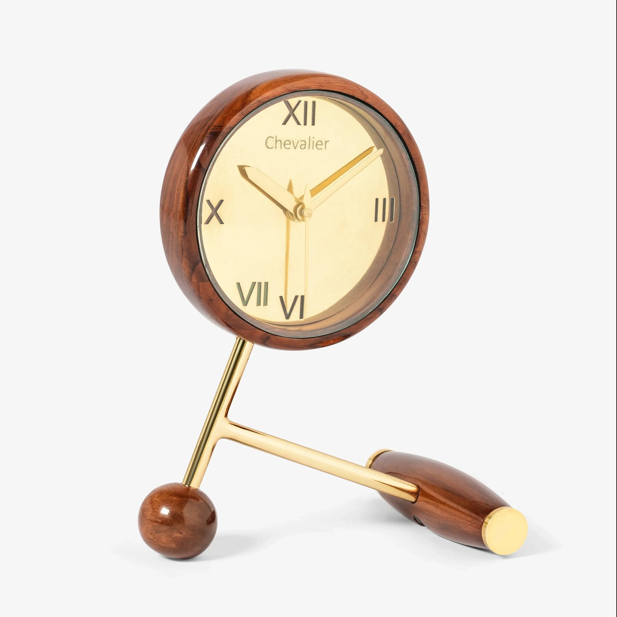 Mallet Wooden Table Clock | Decorative Teak Wood Desk Clock